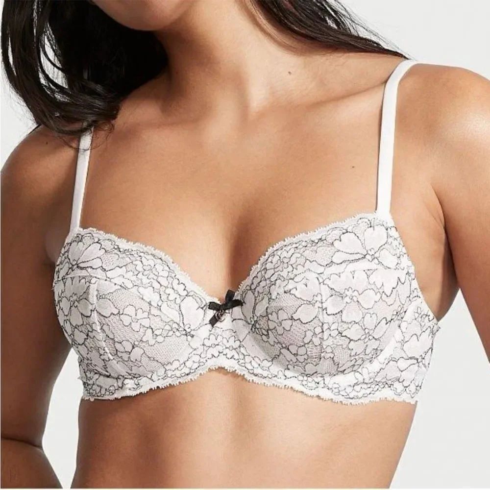 ✨VS Very Sexy Unlined Demi Buste Pink & Black Sz 36D Bra✨